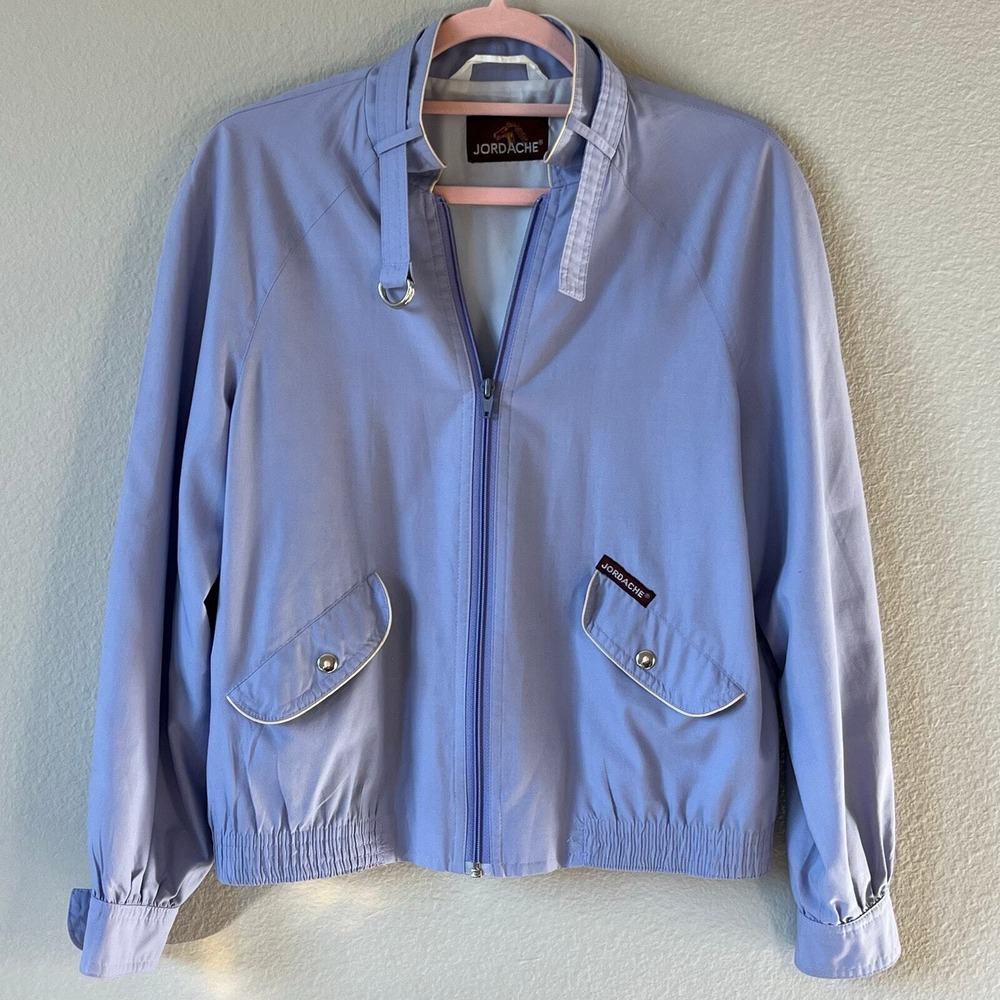 Vintage Jordache Windbreaker Varsity Jacket Full Zip Lightweight Purple Size 7/8